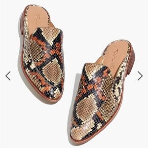 Madewell The Frances Loafer Mule in Snake Embossed Leather Size 7